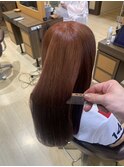 ケアブリーチオレンジブラウン髪質改善レイヤー韓国風ストレート