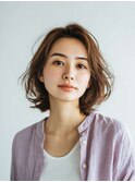 ミルクブラウン/ダークパープル/ナチュラルショート/夏/センター