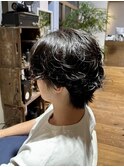 ミディアムルーズパーマ/センターパートウルフ/辻堂