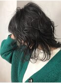黒髪 伸ばしかけ セミディ モード 似合わせカット ふわミディ