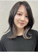 【NoWL】インナーカラーグレージュボブイヤリングカラー中野