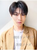 シースルーセンターパート韓国マッシュ黒髪刈り上げツーブロック