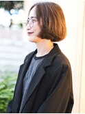 乾かすだけで決まる重さを残した顔まわりレイヤーマッシュボブ