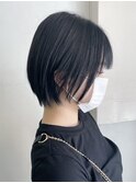 横浜タッセルボブショコラブラウン切りっぱなしボブショートボブ