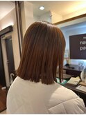 イメチェン切りっぱなしボブ×縮毛矯正で扱いやすさ抜群！