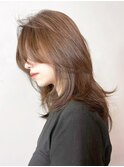 美髪韓国ヘア顔周りレイヤーミディアム_ba406592