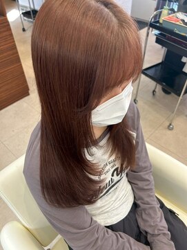 ヘアーアンドエステ ハラダ 滝ノ水店(Hair&Esthe Harada) 韓国風　顔まわりレイヤー　ロング/艶感オレンジブラウン