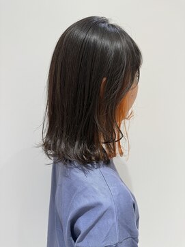 エアー 横浜(AIR) 【湯田】ミディアムレイヤーインナーカラーオレンジ