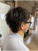 黒髪クラゲヘアーオリーブグレー小顔ココアベージュ