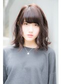 厚めバングがカワイイ♪ 無造作ウエーブ×ボブディ