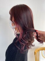 シェル 津山の手店(shel)&nbsp;20代30代40代インナーカラーピンク立体感ロブヘアー