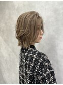 レイヤーカットくすみベージュインナーカラーケアブリーチ