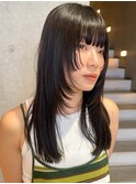 ミディアムくびレイヤー小顔カット艶髪姫カット20代30代40代