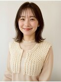 外ハネ くびれヘア 艶髪 シースルーバンク 30代 顔周りカット