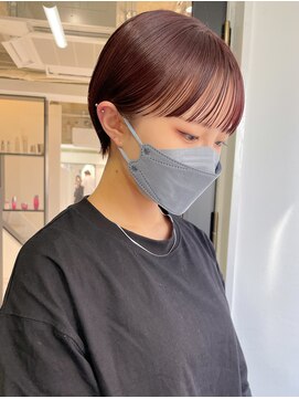 ヨーク(YOKE) マッシュショートボブ前髪ぱっつんくびれ丸み暖色20代30代40代