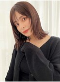 大人/小顔/レイヤーカット/シースルーバング/黒髪/ネビージュ