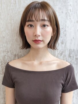 20代30代◎韓国風ミルクティーベージュボブ×くびれ外ハネp川口