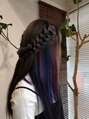 ヘアーアンドメイク ルシエル(hair&make Luxiel)&nbsp;インナーブリーチにバイオレットとブルーで可愛い派手髪◎