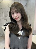 レイヤーカット顔周りカットヨシンモリフレンチバンググレージュ