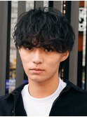 新橋メンズパーマツイストスパイラルパーマ波巻きニュアンス