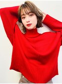 mowen×外ハネミディアム×ラフウェーブ×モカベージュ