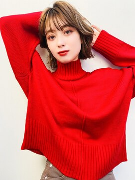 メーヴェ(Mowen) mowen×外ハネミディアム×ラフウェーブ×モカベージュ