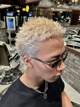 スリーセント 栄(3/cent) イージードリル/スパイキーベリーショート/ホワイトブロンド