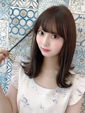 ユーフォリア 銀座本店(Euphoria) 山村グレージュカラー/小顔外ハネロブ/サイドバングセミディ銀座