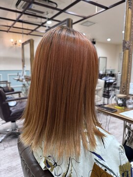 ラボヌールヘアーノーブル 新越谷店(La Bonheur hair noble) 極上髪質改善/グラデーションカラー　オレンジ～ペールオレンジ