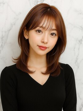 アフロート ディル(AFLOAT D'L) 大人可愛い小顔前髪顔まわりカットミディアムレイヤーカット