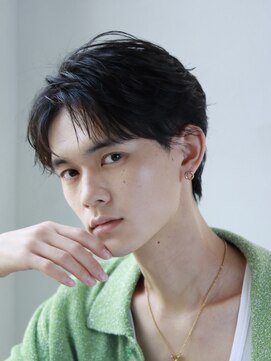 オーシャントーキョー サニー 原宿(OCEAN TOKYO Sunny) 韓国マッシュフェザーパーマニュアンスパーマセンターパート黒髪