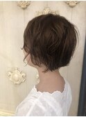 スッキリショートボブ × オレンジベージュ