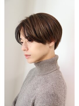 ネイビー(NAVY) ブリーチカラー 立体感ローライト ナチュラル韓流センターパート