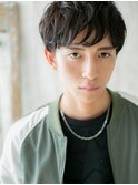 重め短髪ニュアンスパーマでソフトなモテマッシュS上尾