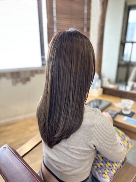 ヘア カンパニー トワ 千葉店(TOWA) のばしかけレイヤースタイル×ブリーチなしミルクティーカラー