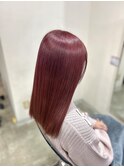 【W_SALON 河原町】艶髪ベリーレッド 暖色ピンクレッド