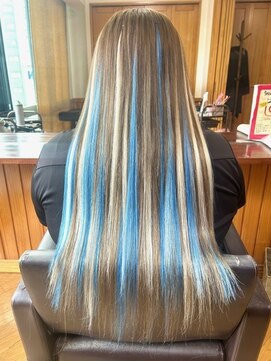 エクステンション クーチャー(Extention Cu'cha) エクステ スーパーロング 青白メッシュ