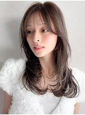 斜めバングエアリーカール艶感サイドバングデジタルパーマ