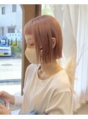 ピンクベージュ/20代/30代/ミニボブ