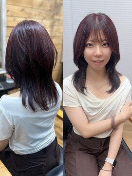 ルアナ 名古屋店(Luana) 髪質改善カラーでつくるレイヤーワインレッド/名古屋名駅亀島栄