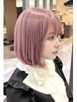 リオリス ヘア サロン(Rioris hair salon) ペールピンク/ピンクベージュ/切りっぱなしボブ