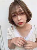【佐藤健太郎】シースルーバングミルクティーワンカール小顔ボブ