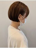 ミニボブ×ベージュカラー