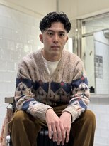 メリケンバーバーショップ フクオカ(MERICAN BARBERSHOP FUK)&nbsp;ハイライトマッシュパーマウルフアッシュブラック