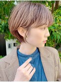 デザインカラーオリーブベージュ×顔周りショートボブ×横浜