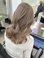 韓国風顔周りレイヤーカットミルクティーベージュグレージュ