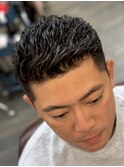 メンズパーマ/ショート刈り上げ/アイロンパーマ/ビジネス床屋