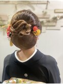 お仕事はじめに留袖ポニーテールシニヨン