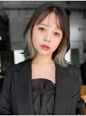 インナーカラーが可愛いくびれボブ