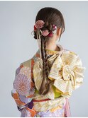 【ツイン編み下ろしリボンヘアアレンジ】成人式振袖/卒業式袴